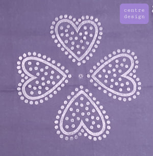 Purple Shawl with Hearts as Four Leaf Clovers Print