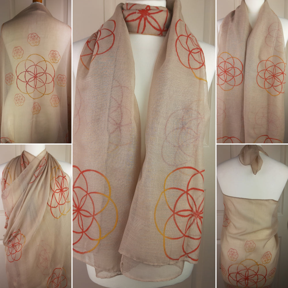 Beige Shawl with Seed of Life