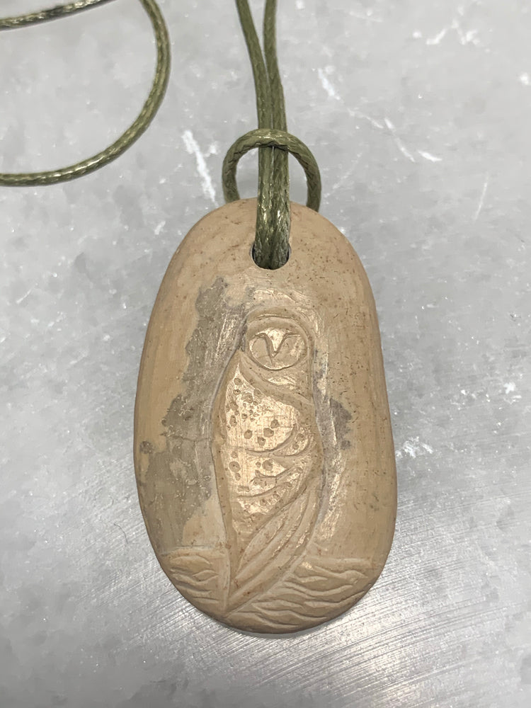 Owl Hand Carved Stone Necklace