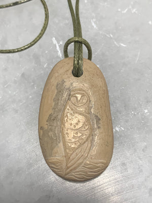 Owl Hand Carved Stone Necklace